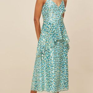 STUNNING Whistles Dresses | Strappy Animal Metallic Dress Green/Multi